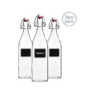 Bormioli Rocco 3pc Lavagna Glass Bottle Set with Chalkboard Label - 1L