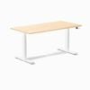 Desky Dual Sit To Stand Maple Hardwood Desk 150x75cm White Frame