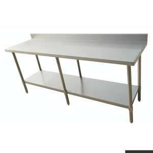 Modular Systems Economic 304 Grade Stainless Steel Table With Splashback 2400x700x900 - 6 Legs 2400-7-WBB
