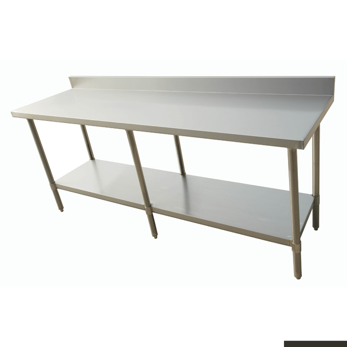 Modular Systems Economic 304 Grade Stainless Steel Table With Splashback 2400x700x900 - 6 Legs 2400-7-WBB