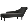 vidaXL Chaise Lounge with Pillow and Right Armrest Black Fabric