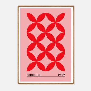Galrie Bauhaus 1919 Geometric Red Art Print - Vintage Style Home Decor, Wood Frame, 50 x 70cm (20 x 28inch)
