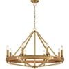 CLA Lighting Funale Interior Candelabra Oak Wood 8-Light Pendant Light Satin Brass