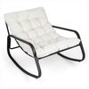 Costway Oversize Rocking Chair Lounge 205kg 13cm Tufted Cushion Beige