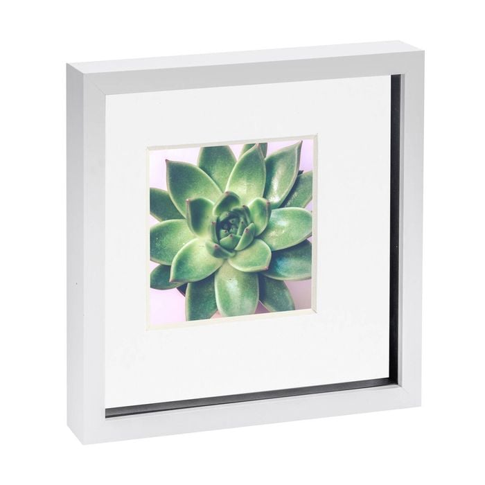 Nicola Spring 10" x 10" White 3D Box Photo Frame - 6" x 6" Mount
