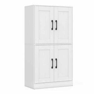 Costway 110cm Tall Storage Cabinet Kitchen Sideboard Cupboard White