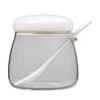 NF Living Condiments Jar 350ml 9x9cm Glass Kitchen Ceramic Organisers White