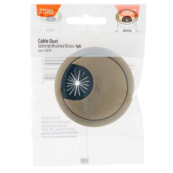 Taskmaster 60mm Brushed Brass Cable Duct - 1 Pack