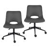 La Bella Grey 2 Set Office Desk Chair - PU Leather Home Swivel Chair Cut-Out Seat HALO