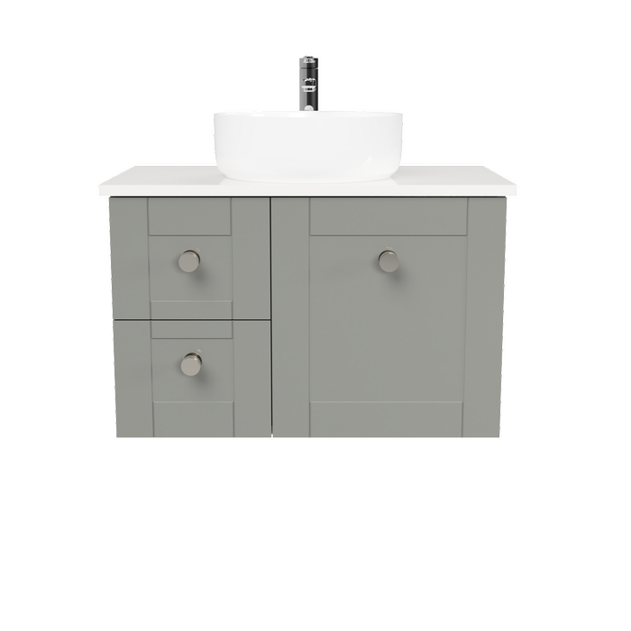 New England Joinery 750mm Diadem Centre Basin SilkSurface Top Wall Hung Vanity