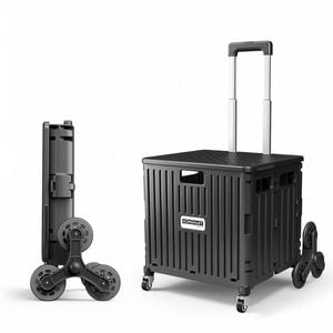 Viviendo Folding Shopping Trolley Portable Grocery Cart Rolling Wheel with Sliding Cover