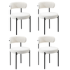 Oikiture 4x Dining Chair Round Boucle Kitchen Lounge Seats Backrest White