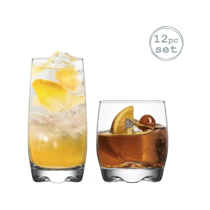 LAV Adora Highball Glasses + Whisky Tumblers - 390ml / 290ml - Set of 12