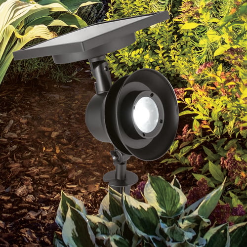 Solar powered upward angled garden light