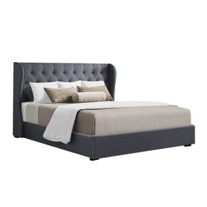 HOMFURN Queen Size Gas Lift Bed Frame in Charcoal