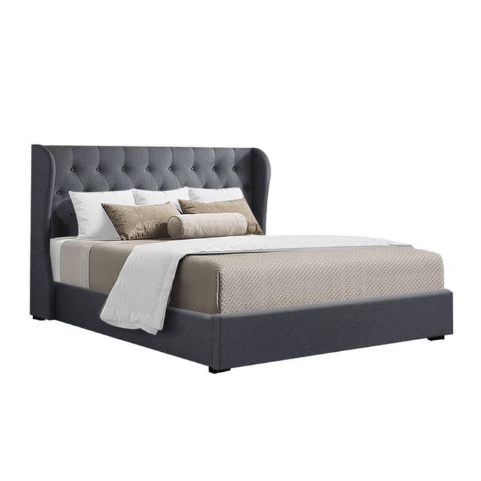 HOMFURN Queen Size Gas Lift Bed Frame in Charcoal