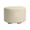 La Bella Beige Fabric Ottoman Round Wooden Leg Foot Stool