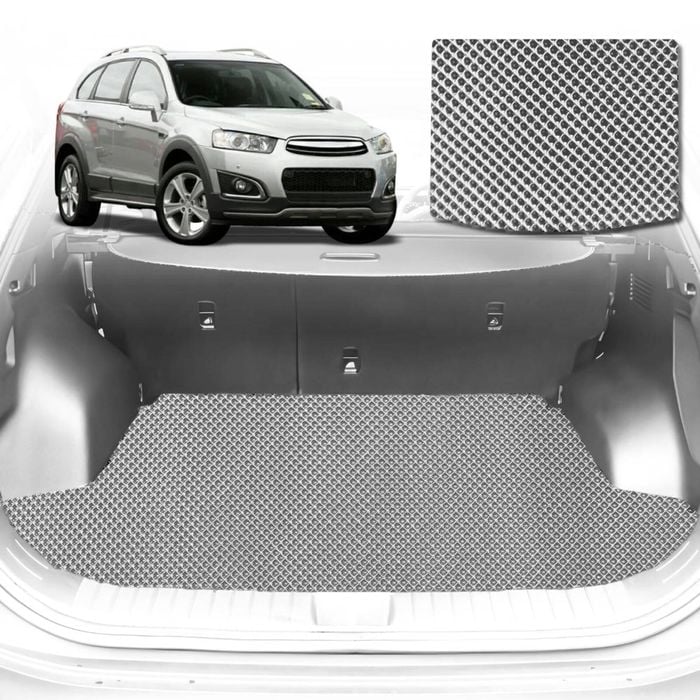 6D Diamond Car Boot Mat for Holden Captiva 7 2009-2015-Cargo Mat-Grey-Outback GT