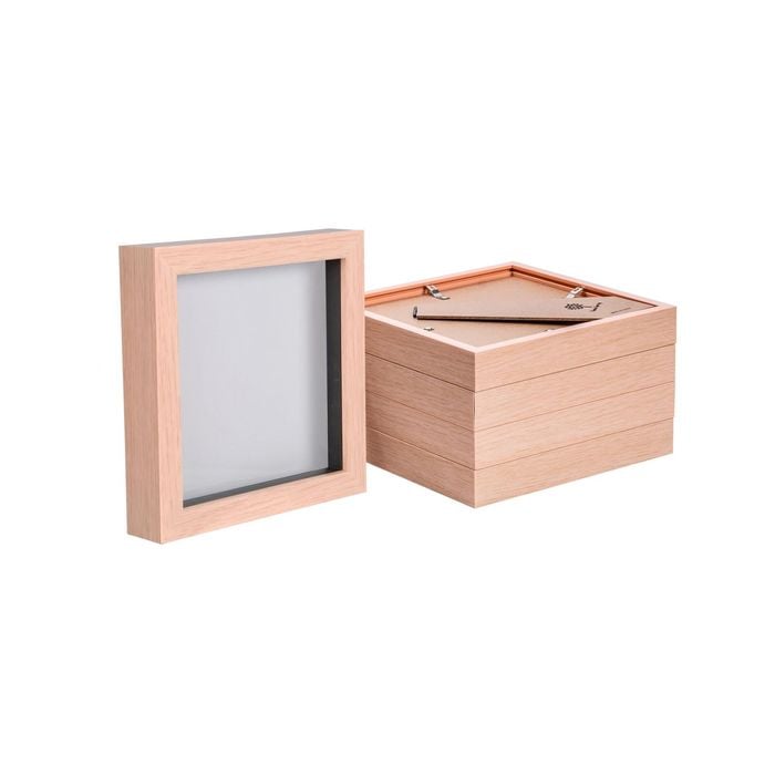 Nicola Spring 3D Box Photo Frames - 6" x 6" - Light Brown - Pack of 5