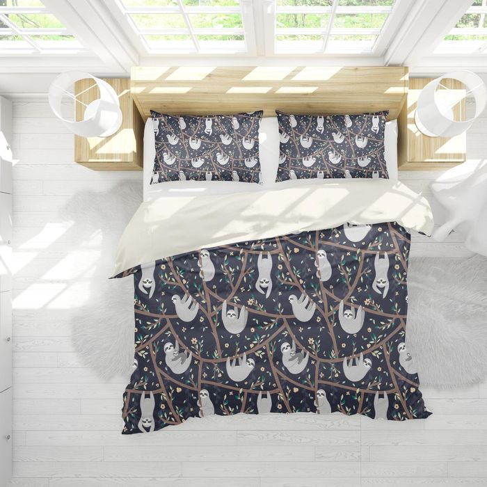 3D Black Sloth Branch Floral Quilt Cover Set Bedding Set Pillowcases 168