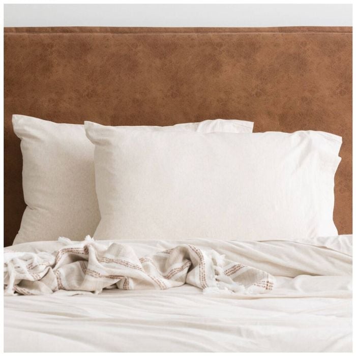 2pc Renee Taylor Comfort T’s Organic Cotton Jersey Standard Pillowcase Oatmeal