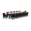 Balmoral 3.55M Outdoor Teak Top Aluminium Table With 12 Malawi Wicker Chairs