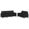 vidaXL Sofa Set with Cushions 2-Seater Sofa Couch 2 Piece Black Faux Leather