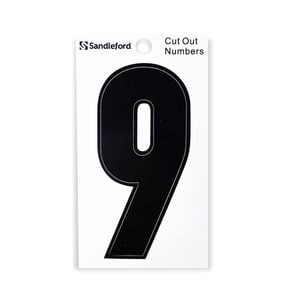 Sandleford 85mm Black Cut Out Self Adhesive House Number 9