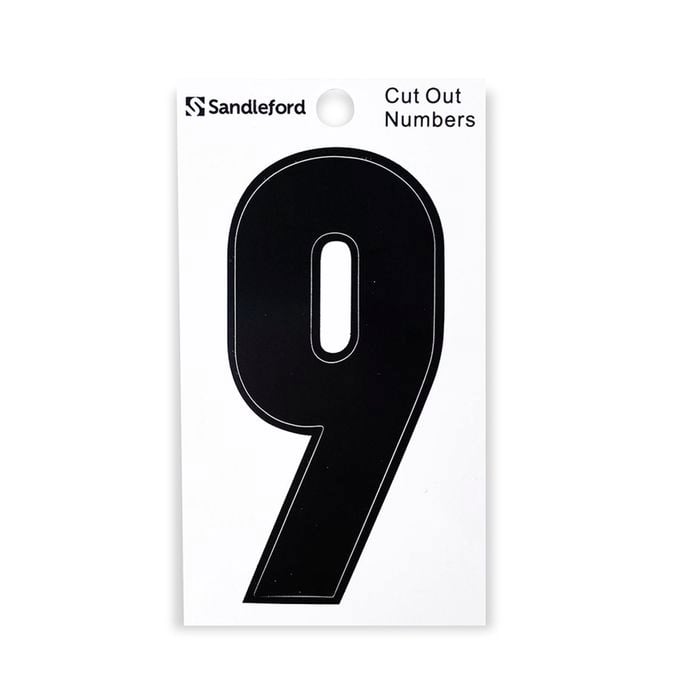 Sandleford 85mm Black Cut Out Self Adhesive House Number 9