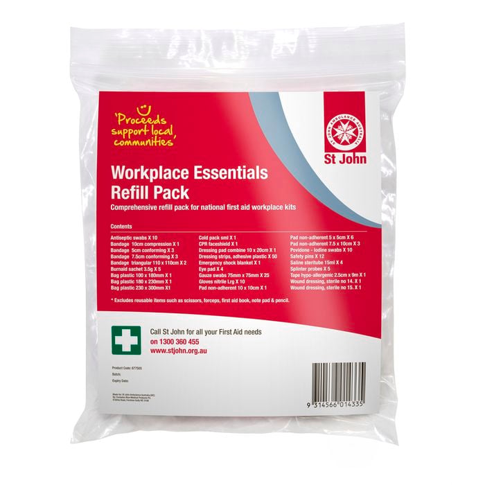 St John Ambulance Workplace First Aid Kit Essentials Refill Pack