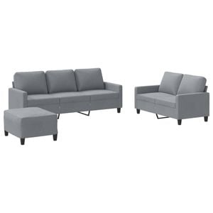 vidaXL Sofa Set with Pillows 2-Seater Sofa Couch 3 Piece Light Grey Fabric