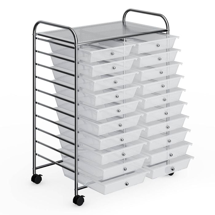Costway 20 Drawers Metal Rolling Storage Trolley Cart