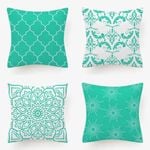 Set of 4 Luxton Flannel Home Decoration Cushion Covers (Turquoise Green)