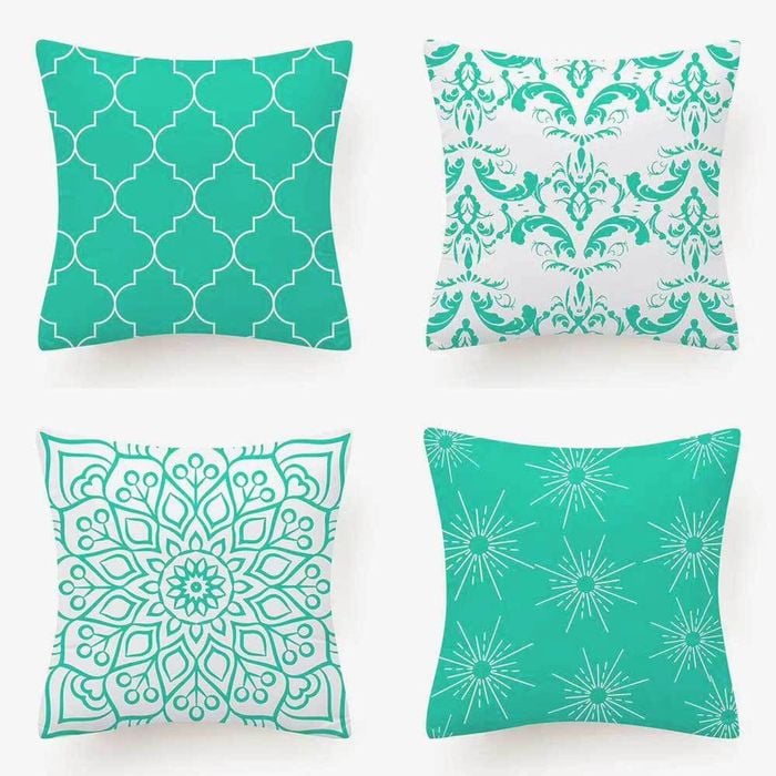 Set of 4 Luxton Flannel Home Decoration Cushion Covers (Turquoise Green)