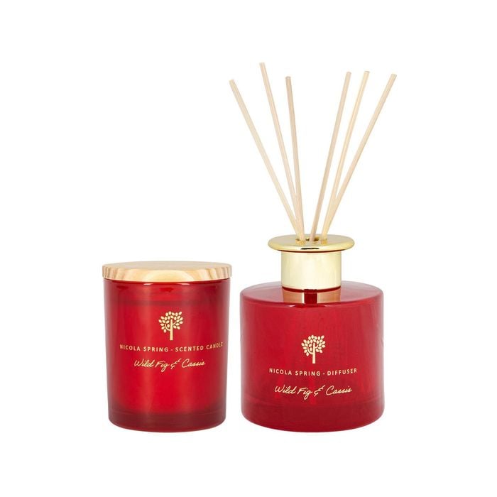 Nicola Spring Scented Candle & Reed Diffuser Set 130g - Wild Fig & Cassis - Autumn Spiced Fragrance