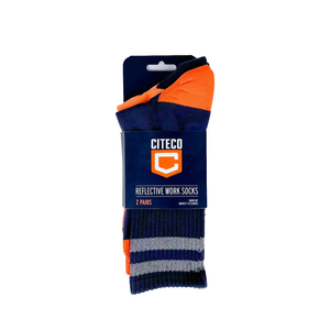 Citeco Orange/Navy Hi Vis Socks 2PK - Size 7-12