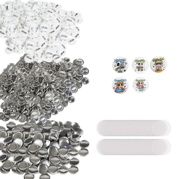 VEVOR 25mm Pin Back Button Parts 500 Sets DIY with Metal Top For Gifts Presents