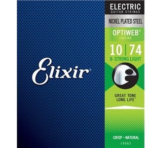 Elixir #19062 Electric Guitar 8 Strings Optiweb Steel 10-74 Light