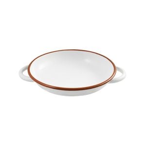Urban Style Enamelware 24cm Ragout Plate w/ Red Rim - White