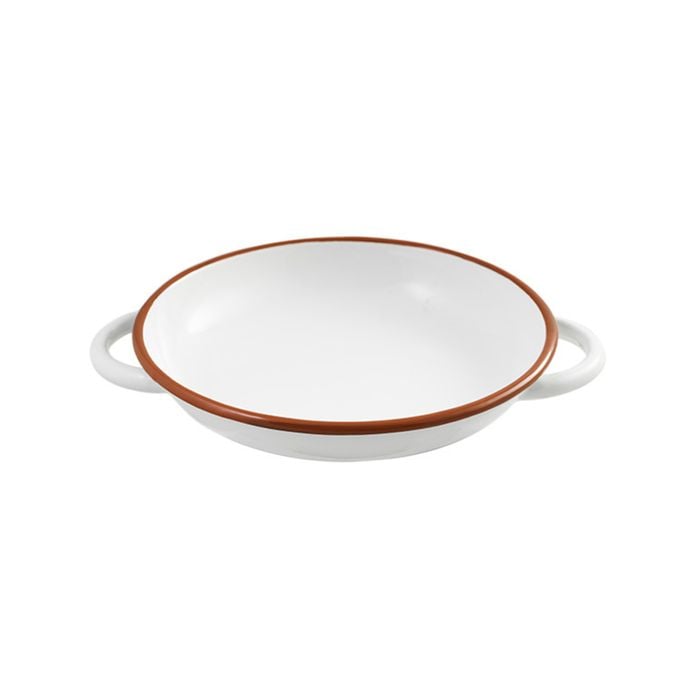 Urban Style Enamelware 24cm Ragout Plate w/ Red Rim - White