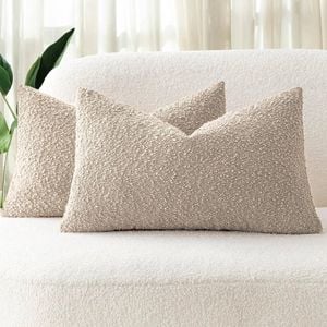 Gioia Casa Twin-Pack Bouclé Cushion Covers - Soft Textured Polyester with Hidden Zipper (Oatmeal, 30cm x 50cm)