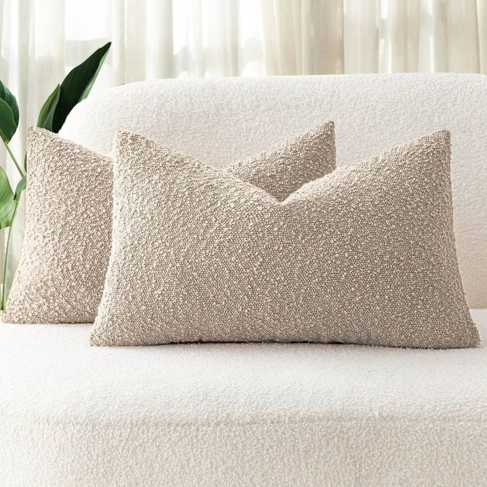 Gioia Casa Twin-Pack Bouclé Cushion Covers - Soft Textured Polyester with Hidden Zipper (Oatmeal, 30cm x 50cm)