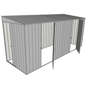 Build-a-Shed 1.5 x 4.5 x 2m Dual Single Hinged Side Door Skillion Shed - Zinc