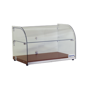 Exquisite Two Tiers Curved Glass Ambient Cake Display – Elegant Walnut Colour 45 Litre