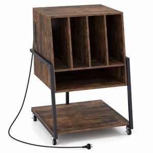 Costway Record Player Stand Charging Vinyl Wheels/adjustable Foot Pad