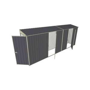 Build-a-Shed 0.8 x 5.2 x 2m Hinged Door Tunnel Shed with Dual Hinged Side Doors - Grey