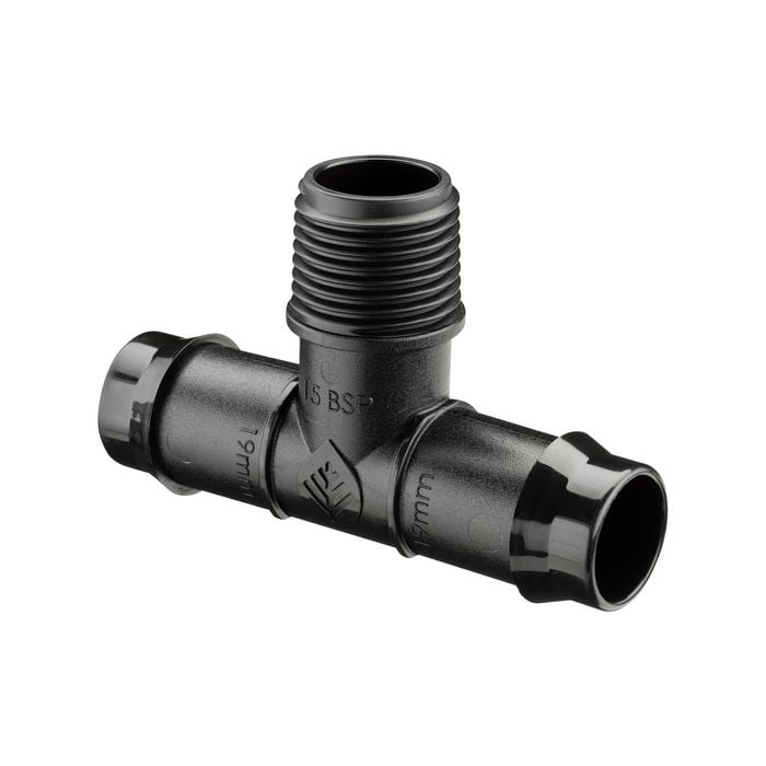 Pope 19mm Barbed x 15mm BSP Poly Threaded Male Tee - 5 Pack
