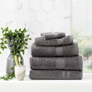 5pc Renee Taylor Stella 650gsm Super Soft Bamboo Cotton Towel Set Charcoal