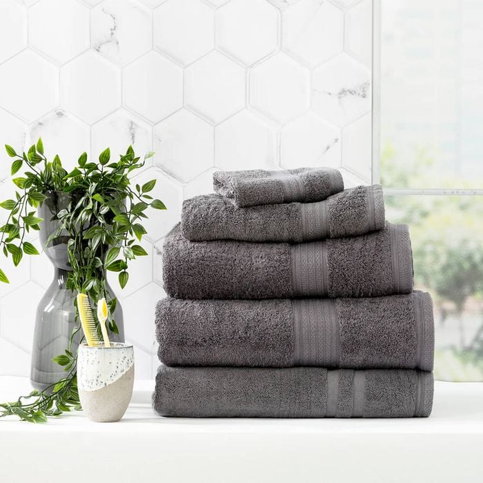 5pc Renee Taylor Stella 650gsm Super Soft Bamboo Cotton Towel Set Charcoal