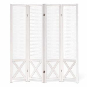 Costway 4 Panel Pegboard Room Divider 170 cm Foldable Privacy Screen